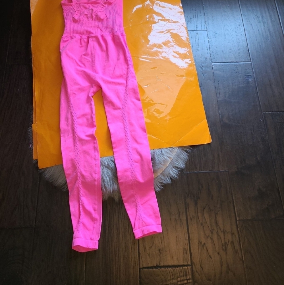 Nwot! Free People Movement Good Karma High Neck Onesie Pink Berry View 5